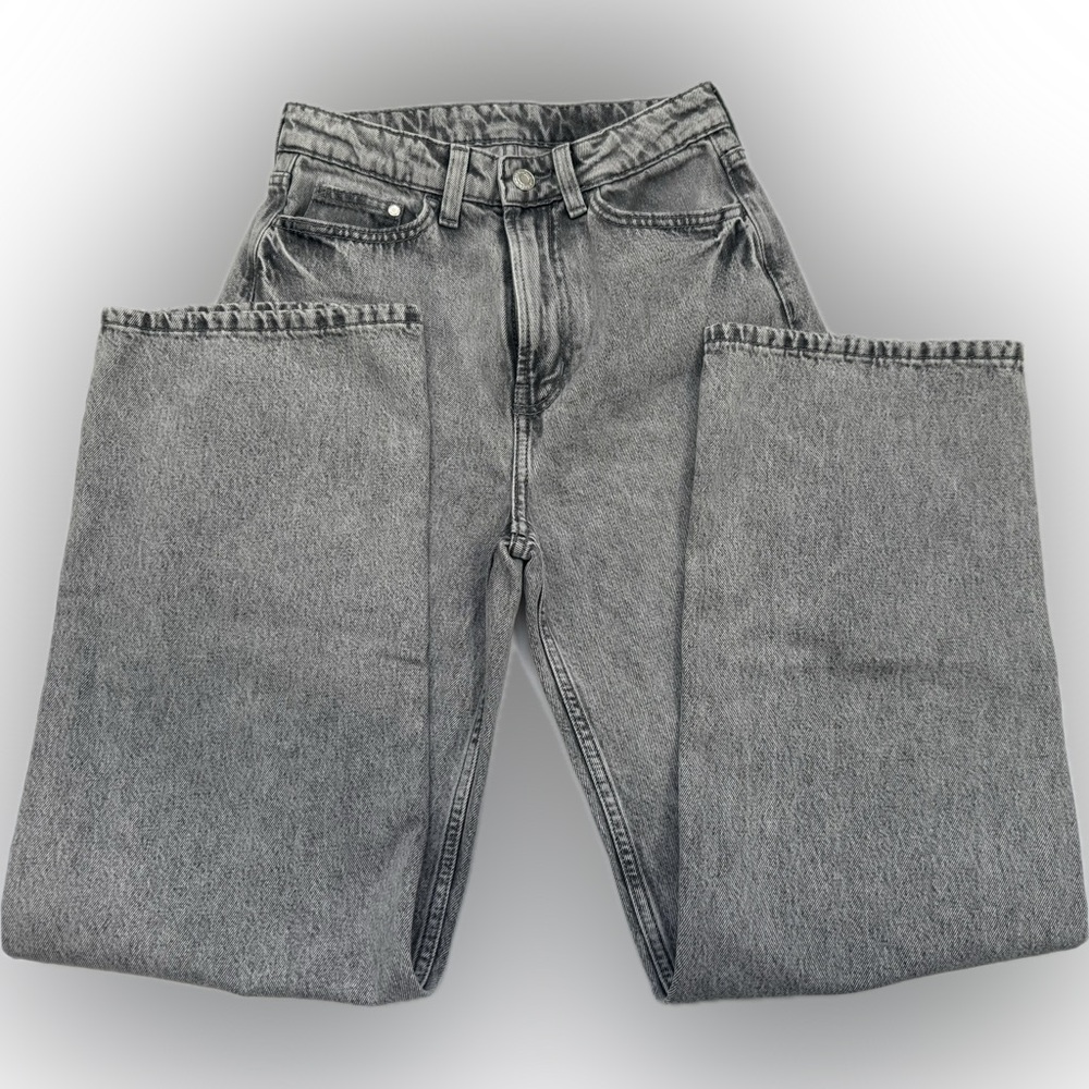 H&M Super Wide Ultra High Stonewash Gray Jeans - NWOT